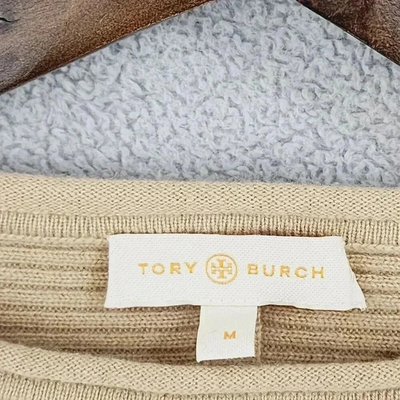 Tory Burch Women's Beige 100% Cashmere Sweater Size M 16PT - Picture 5 of 7